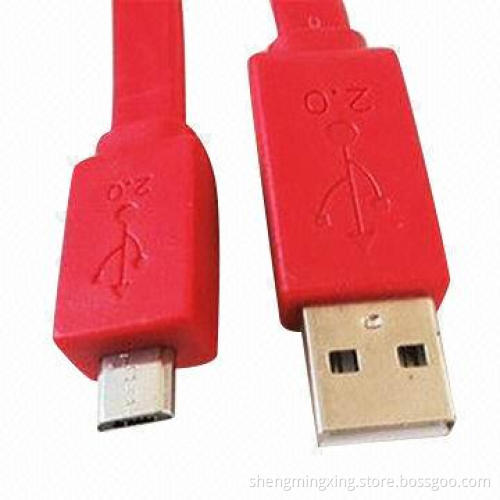 Micro 5-pin to USB A/M Flat Cable for Charging and Data Sync